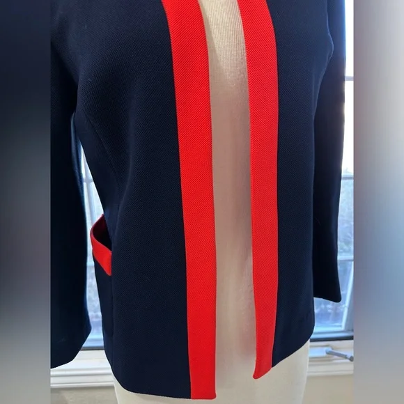 Vintage Butter Knit navy dark red orange lightweight open blazer - Picture 7 of 9